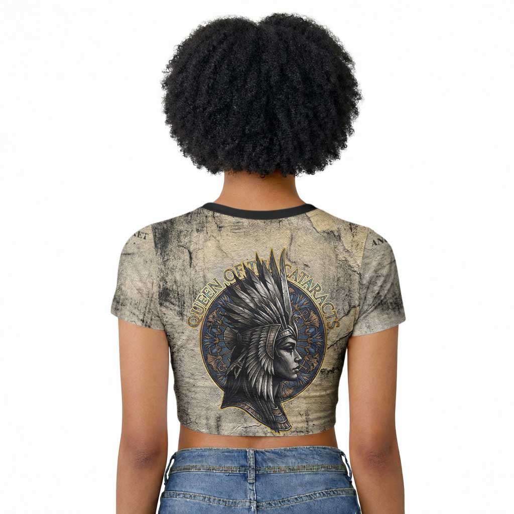 Anuket Raglan Cropped T shirt Egyptian Queen of the Cataracts Ankh Symbol