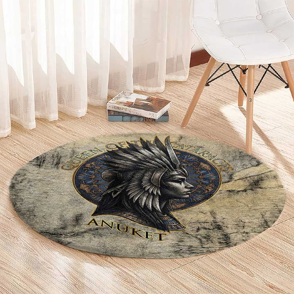 Anuket Round Carpet Egyptian Queen of the Cataracts Ankh Symbol