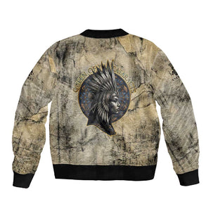 Anuket Sleeve Zip Bomber Jacket Egyptian Queen of the Cataracts Ankh Symbol