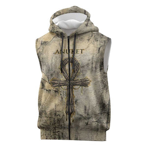 Anuket Sleeveless Zip Hoodie Egyptian Queen of the Cataracts Ankh Symbol