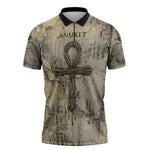 Anuket Zipper Polo Shirt Egyptian Queen of the Cataracts Ankh Symbol
