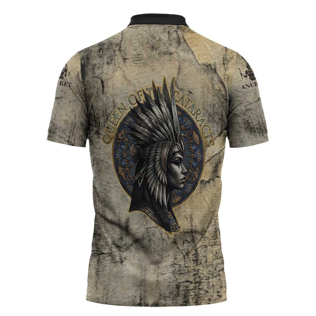 Anuket Zipper Polo Shirt Egyptian Queen of the Cataracts Ankh Symbol