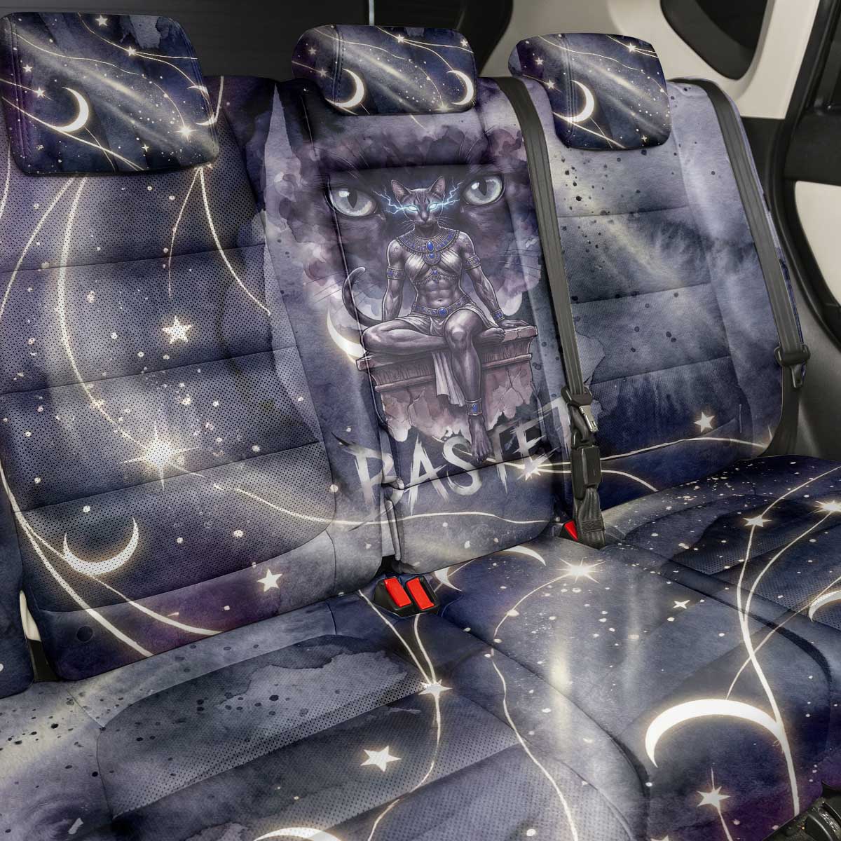 Bastet Egyptian Back Car Seat Cover Cat Goddess Cosmic Protector Moon Magic Night Sky
