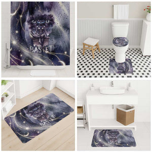 Bastet Egyptian Bathroom Set Cat Goddess Cosmic Protector Moon Magic Night Sky