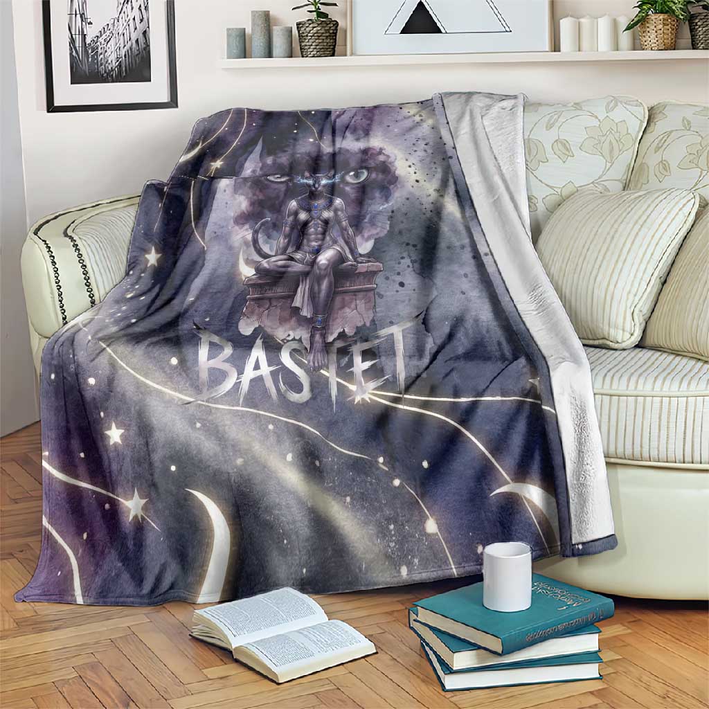 Bastet Egyptian Blanket Cat Goddess Cosmic Protector Moon Magic Night Sky