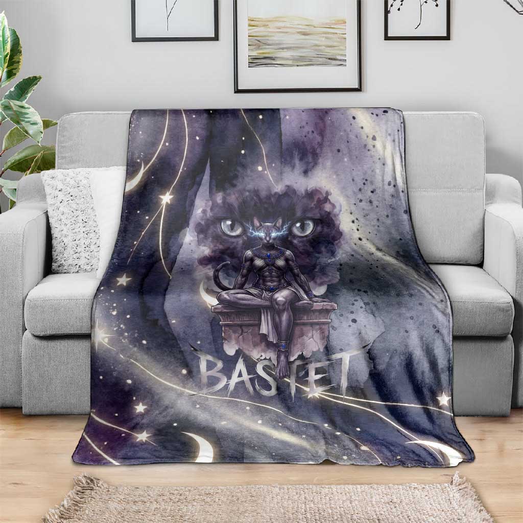 Bastet Egyptian Blanket Cat Goddess Cosmic Protector Moon Magic Night Sky
