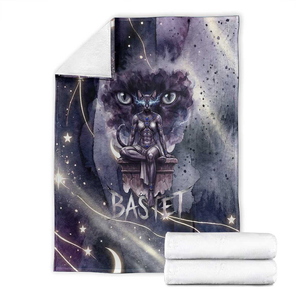 Bastet Egyptian Blanket Cat Goddess Cosmic Protector Moon Magic Night Sky