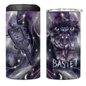 Bastet Egyptian 4 in 1 Can Cooler Tumbler Cat Goddess Cosmic Protector Moon Magic Night Sky