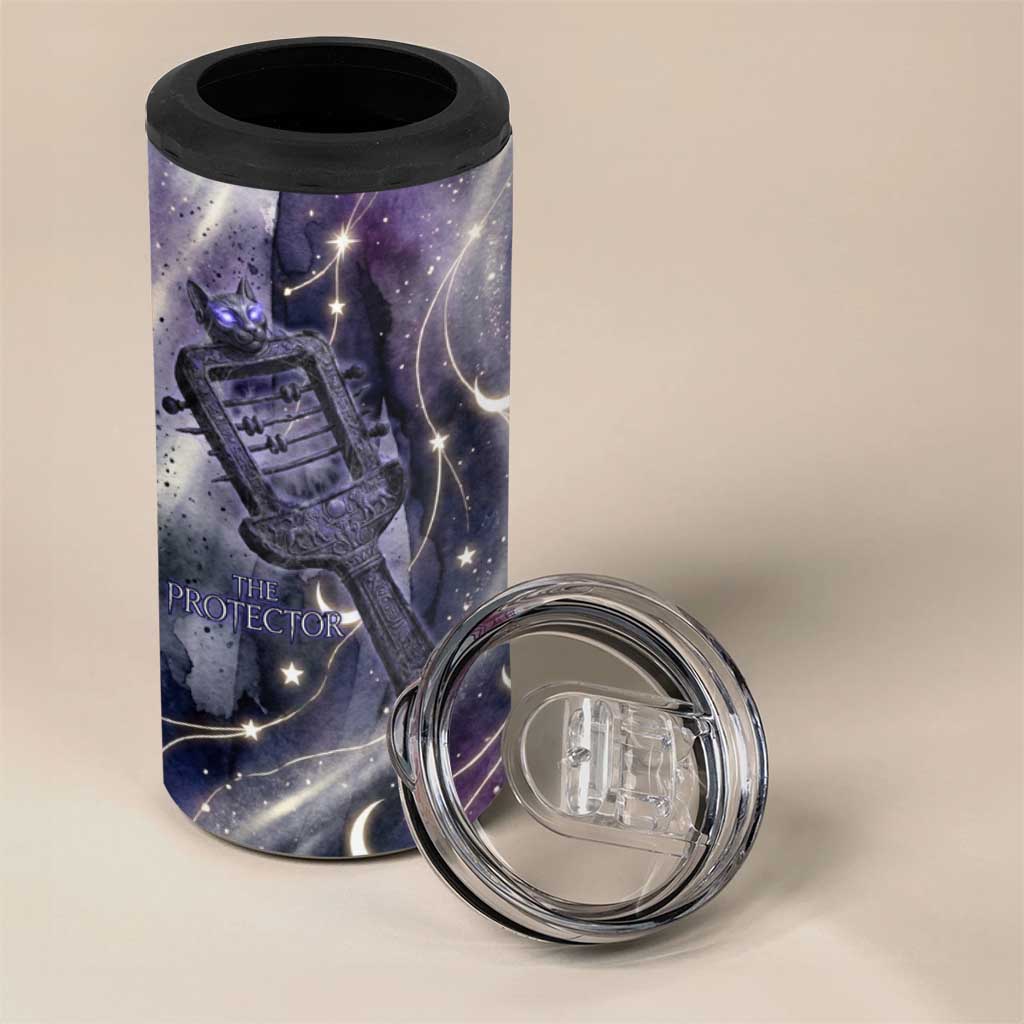 Bastet Egyptian 4 in 1 Can Cooler Tumbler Cat Goddess Cosmic Protector Moon Magic Night Sky