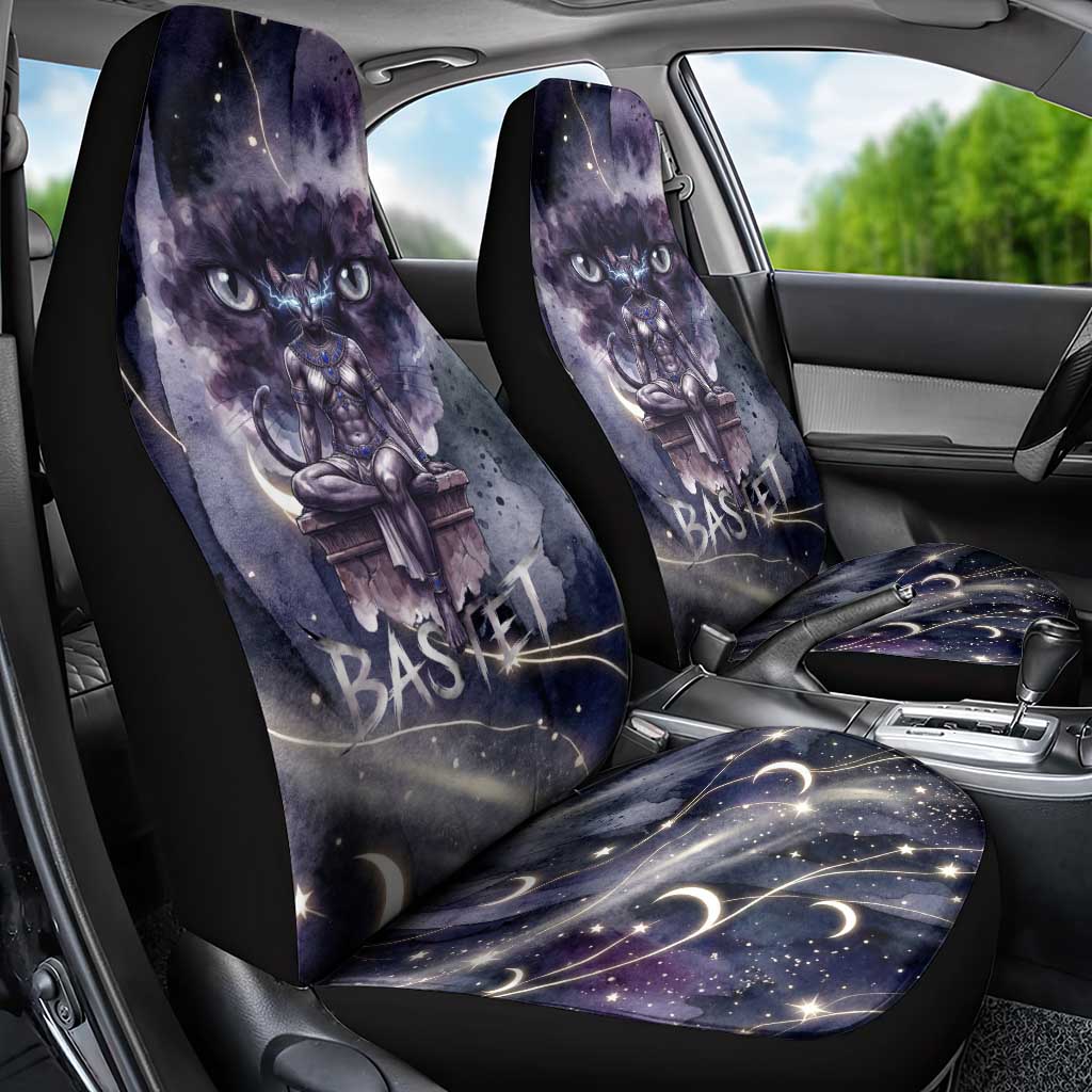 Bastet Egyptian Car Seat Cover Cat Goddess Cosmic Protector Moon Magic Night Sky