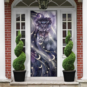 Bastet Egyptian Door Cover Cat Goddess Cosmic Protector Moon Magic Night Sky
