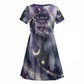 Bastet Egyptian Kid Short Sleeve Dress Cat Goddess Cosmic Protector Moon Magic Night Sky