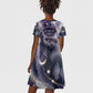 Bastet Egyptian Kid Short Sleeve Dress Cat Goddess Cosmic Protector Moon Magic Night Sky