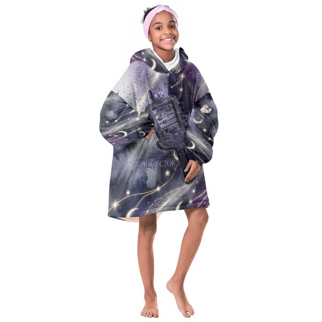 Bastet Egyptian Kid Wearable Blanket Hoodie Cat Goddess Cosmic Protector Moon Magic Night Sky