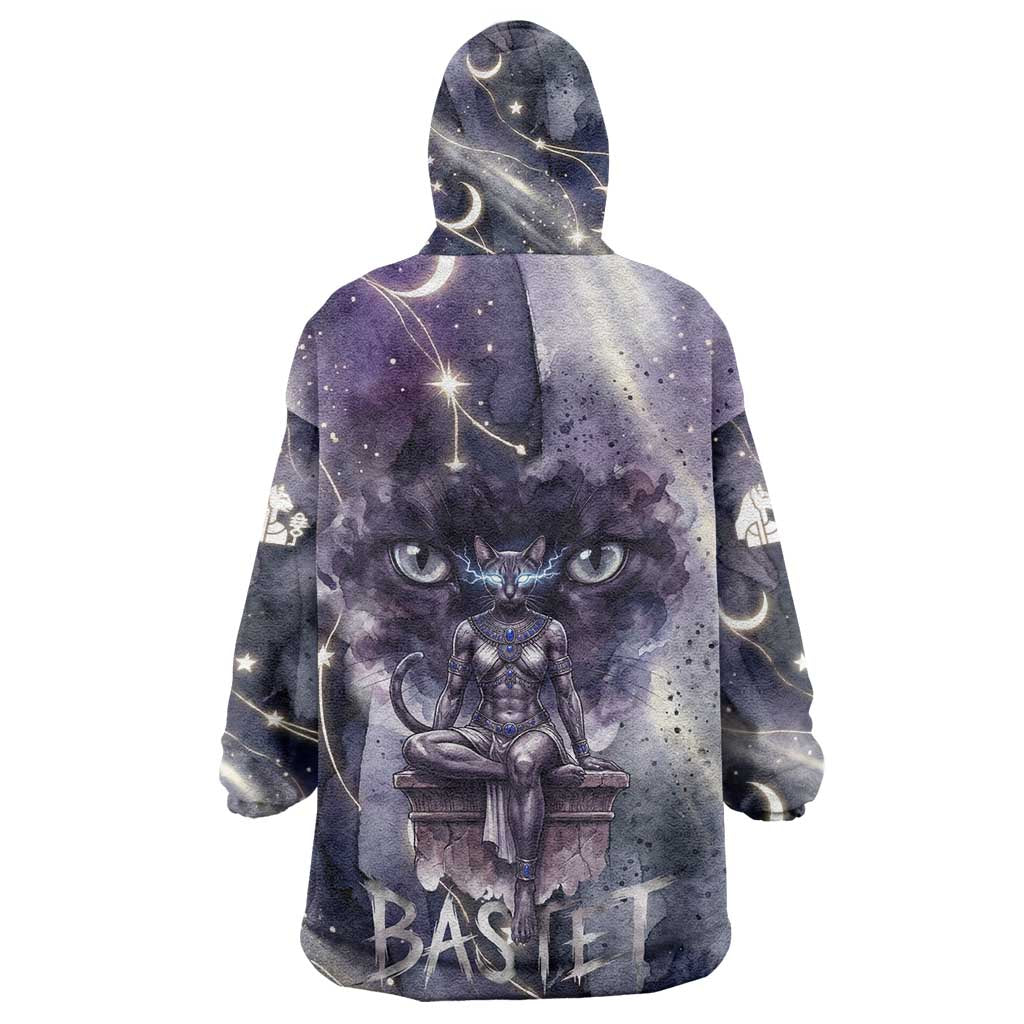 Bastet Egyptian Kid Wearable Blanket Hoodie Cat Goddess Cosmic Protector Moon Magic Night Sky