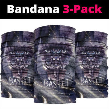 Bastet Egyptian Neck Gaiter Cat Goddess Cosmic Protector Moon Magic Night Sky