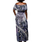 Bastet Egyptian Off Shoulder Maxi Dress Cat Goddess Cosmic Protector Moon Magic Night Sky