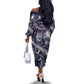 Bastet Egyptian Off The Shoulder Long Sleeve Dress Cat Goddess Cosmic Protector Moon Magic Night Sky