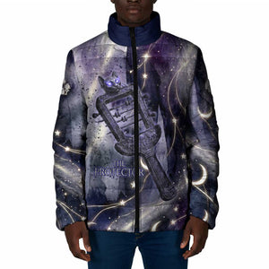 Bastet Egyptian Padded Jacket Cat Goddess Cosmic Protector Moon Magic Night Sky