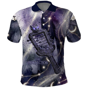 Bastet Egyptian Polo Shirt Cat Goddess Cosmic Protector Moon Magic Night Sky