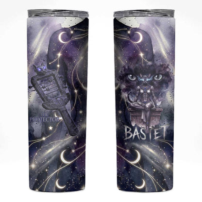 Bastet Egyptian Skinny Tumbler Cat Goddess Cosmic Protector Moon Magic Night Sky