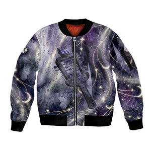 Bastet Egyptian Sleeve Zip Bomber Jacket Cat Goddess Cosmic Protector Moon Magic Night Sky