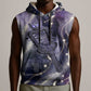 Bastet Egyptian Sleeveless Hoodie Cat Goddess Cosmic Protector Moon Magic Night Sky