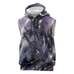 Bastet Egyptian Sleeveless Zip Hoodie Cat Goddess Cosmic Protector Moon Magic Night Sky