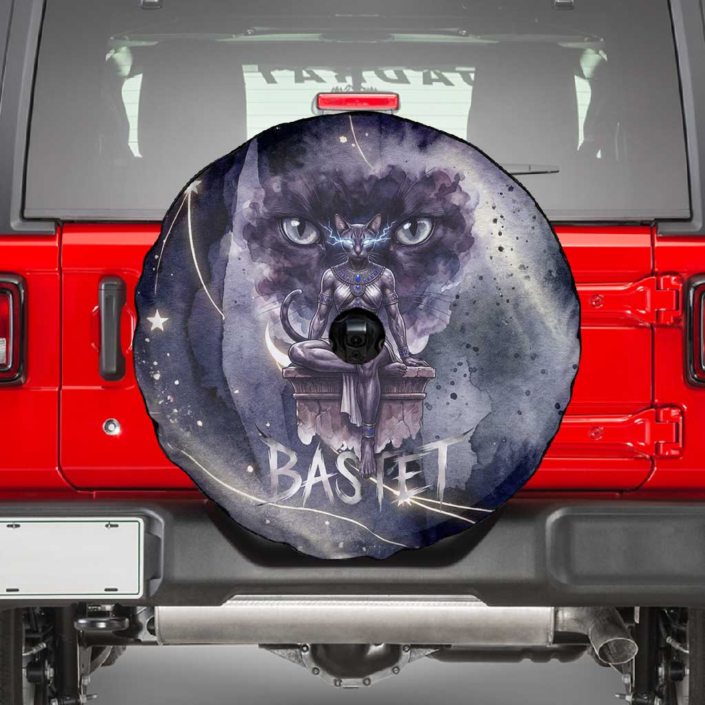 Bastet Egyptian Spare Tire Cover Cat Goddess Cosmic Protector Moon Magic Night Sky