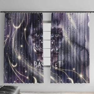 Bastet Egyptian Window Curtain Cat Goddess Cosmic Protector Moon Magic Night Sky