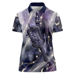 Bastet Egyptian Women Polo Shirt Cat Goddess Cosmic Protector Moon Magic Night Sky