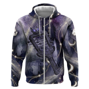 Bastet Egyptian Zip Hoodie Cat Goddess Cosmic Protector Moon Magic Night Sky