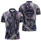 Bastet Egyptian Zipper Polo Shirt Cat Goddess Cosmic Protector Moon Magic Night Sky