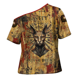 Bastet Egyptian Cross Shoulder Shirt Eye of Ra Cat Goddess Lady of Dread Ancient Power