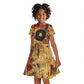 Bastet Egyptian Kid Short Sleeve Dress Eye of Ra Cat Goddess Lady of Dread Ancient Power