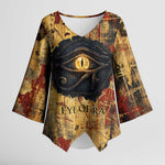 Bastet Egyptian Kimono Sleeve Blouse Eye of Ra Cat Goddess Lady of Dread Ancient Power