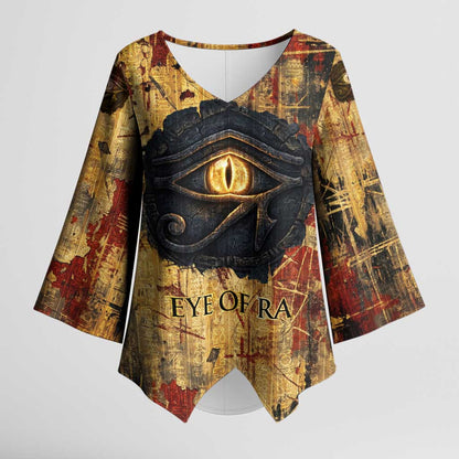 Bastet Egyptian Kimono Sleeve Blouse Eye of Ra Cat Goddess Lady of Dread Ancient Power