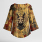 Bastet Egyptian Kimono Sleeve Blouse Eye of Ra Cat Goddess Lady of Dread Ancient Power