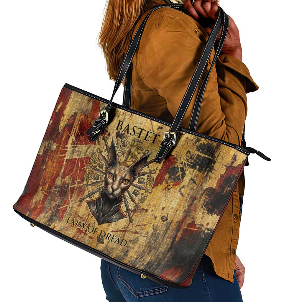 Bastet Egyptian Leather Tote Bag Eye of Ra Cat Goddess Lady of Dread Ancient Power