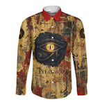 Bastet Egyptian Long Sleeve Button Shirt Eye of Ra Cat Goddess Lady of Dread Ancient Power