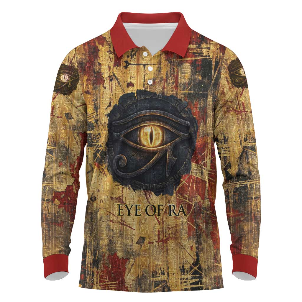 Bastet Egyptian Long Sleeve Polo Shirt Eye of Ra Cat Goddess Lady of Dread Ancient Power