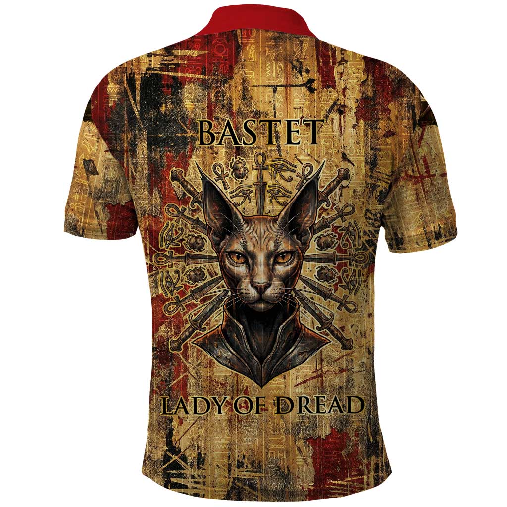 Bastet Egyptian Polo Shirt Eye of Ra Cat Goddess Lady of Dread Ancient Power