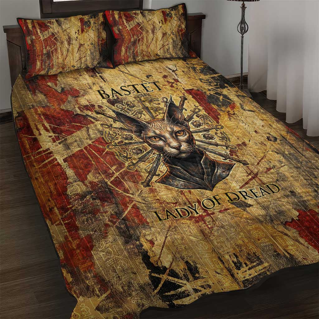 Bastet Egyptian Quilt Bed Set Eye of Ra Cat Goddess Lady of Dread Ancient Power