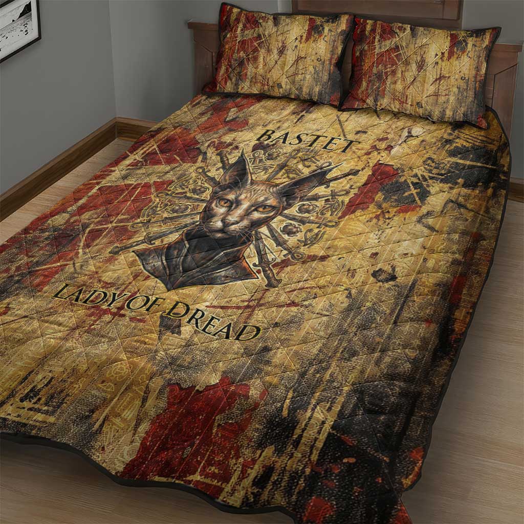 Bastet Egyptian Quilt Bed Set Eye of Ra Cat Goddess Lady of Dread Ancient Power
