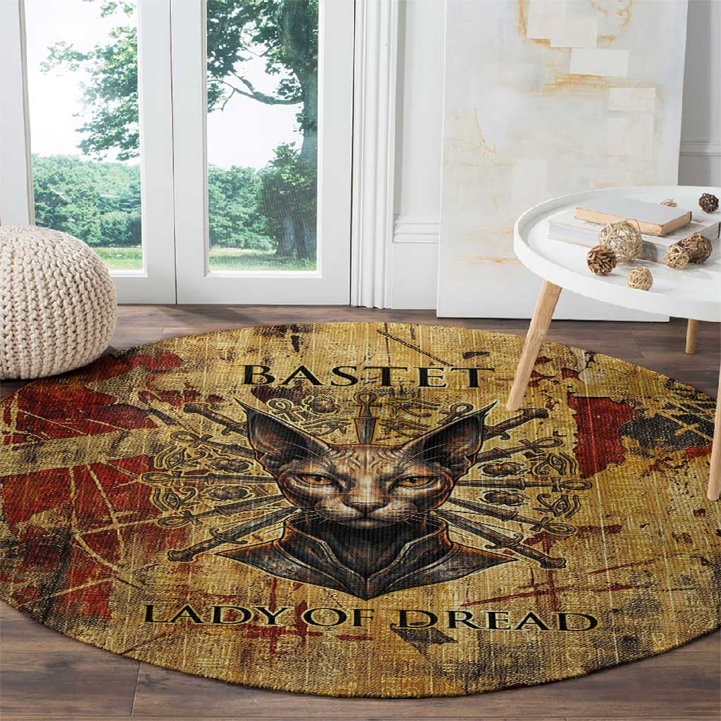 Bastet Egyptian Round Carpet Eye of Ra Cat Goddess Lady of Dread Ancient Power