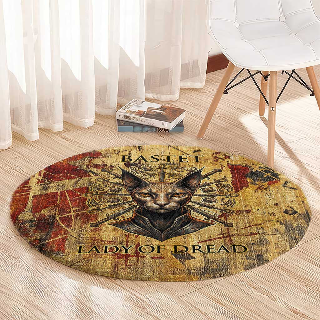 Bastet Egyptian Round Carpet Eye of Ra Cat Goddess Lady of Dread Ancient Power