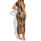 Bastet Egyptian Short Sleeve Bodycon Dress Eye of Ra Cat Goddess Lady of Dread Ancient Power