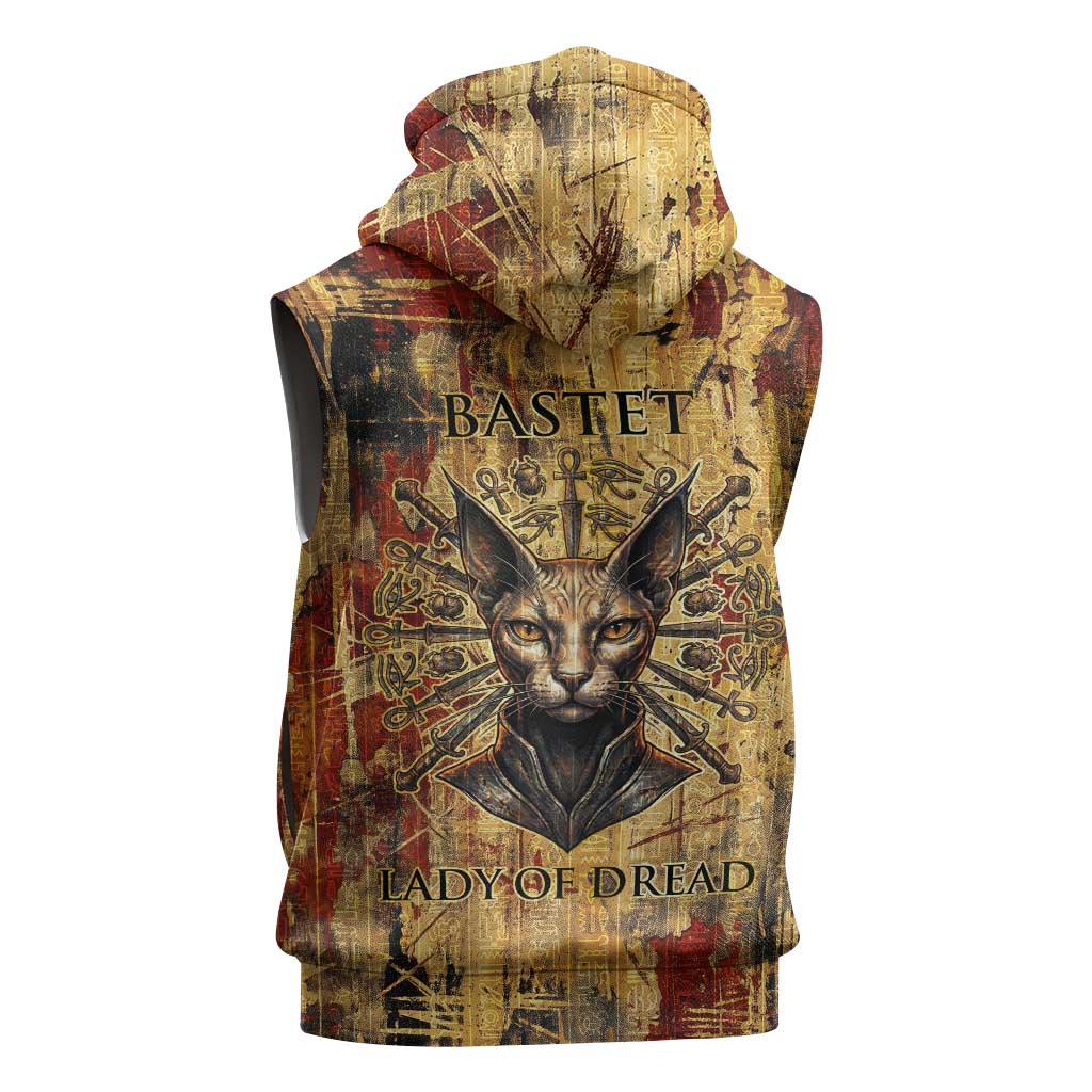 Bastet Egyptian Sleeveless Hoodie Eye of Ra Cat Goddess Lady of Dread Ancient Power