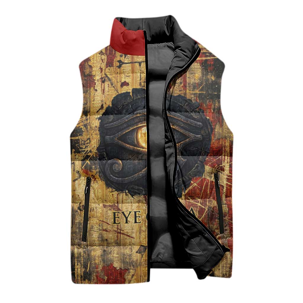 Bastet Egyptian Sleeveless Puffer Jacket Eye of Ra Cat Goddess Lady of Dread Ancient Power