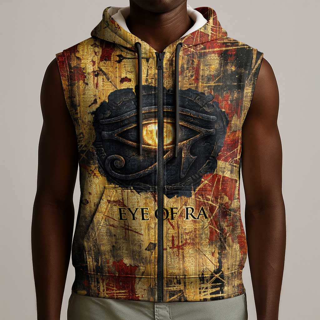 Bastet Egyptian Sleeveless Zip Hoodie Eye of Ra Cat Goddess Lady of Dread Ancient Power